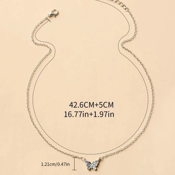 3/$30 NEW! Butterfly Charm Necklace Rhinestone Decor Dainty Boho - Picture 5 of 5